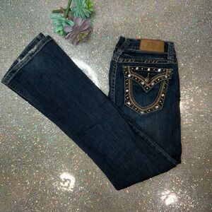 LA Idol Flare Leg Rhinestone Jeans - Size 5, Waist 29, Length 33